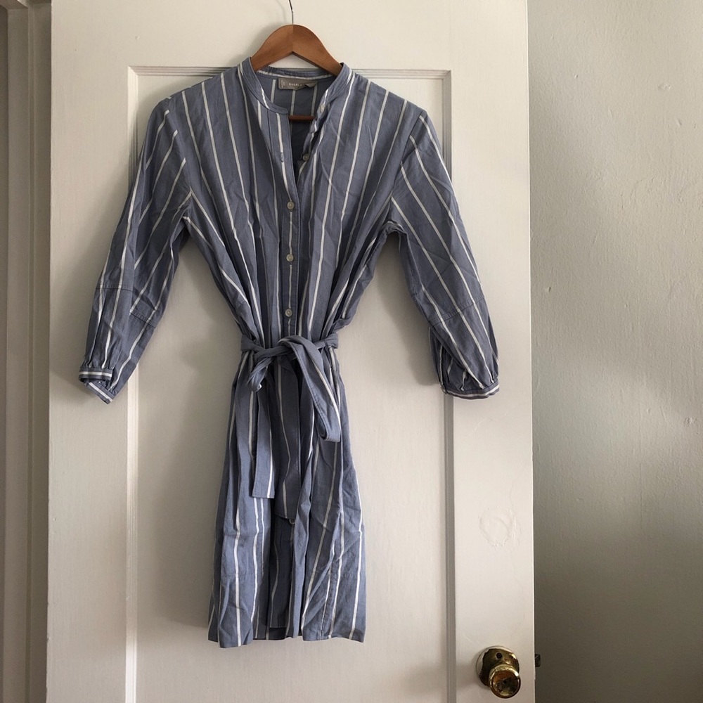 Everlane Cotton Weave Collarless Shirtdress